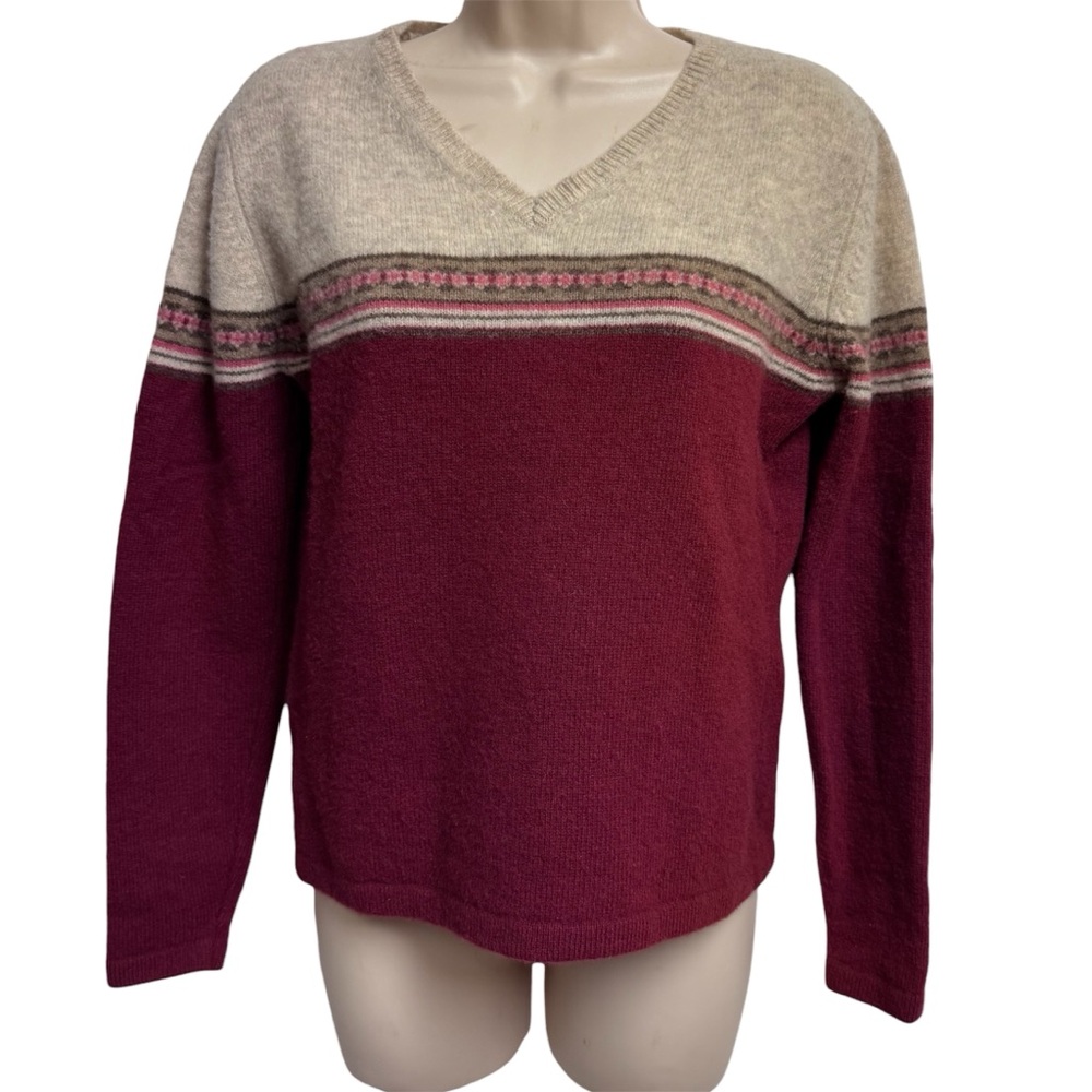 Old Navy Lambswool Fair Isle Sweater Size M Y2K V-Neck